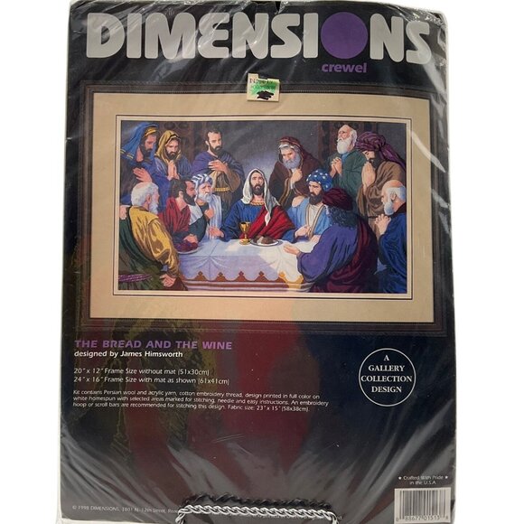 VTG 90's The Bread And The Wine Cross Stitch Kit Crewel Last Supper James Himswo - Picture 1 of 9